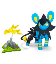 Load image into Gallery viewer, Mega Construx Pokemon Luxio Power Pack with 67-piece build including lightning bolt display.
