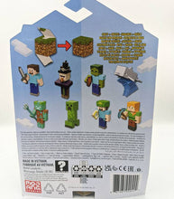 Load image into Gallery viewer, Packaging back of Minecraft Action Figure - Underwater Steve, featuring multiple characters and accessory illustrations.
