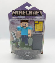 Load image into Gallery viewer, Minecraft Portal Action Figure - Steve in packaging with accessories.
