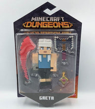 Load image into Gallery viewer, Minecraft Dungeons Action Figure - Greta with accessories in packaging.
