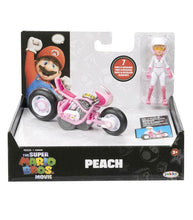 Load image into Gallery viewer, Super Mario Bros. Movie Peach Kart and Figure set in package with poseable Peach figure and detailed kart.
