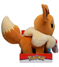 Load image into Gallery viewer, Eevee 12" Plush Pokemon side angle with packaging
