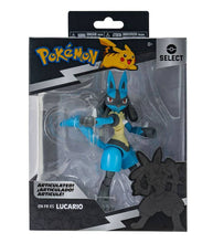 Load image into Gallery viewer, Pokemon Select Articulated Figure - Lucario in packaging, 6-inch detailed and poseable.
