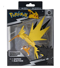 Load image into Gallery viewer, Pokemon Select Articulated Figure - Zapdos in display box with detailed articulation.
