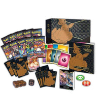 Load image into Gallery viewer, Pokémon TCG Shining Fates Elite Trainer Box with Eevee VMax promo, booster packs, and accessories.
