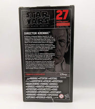 Load image into Gallery viewer, Star Wars The Black Series Director Krennic action figure in display box with character description.
