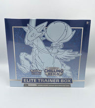 Load image into Gallery viewer, Pokémon TCG Sword And Shield Chilling Reign Elite Trainer Box featuring Ice Rider Calyrex.
