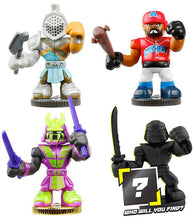 Load image into Gallery viewer, Akedo Ultimate Arcade Warrior Collectors Pack featuring Twinfang, Slam Granderson, Aximus, and a hidden figure.
